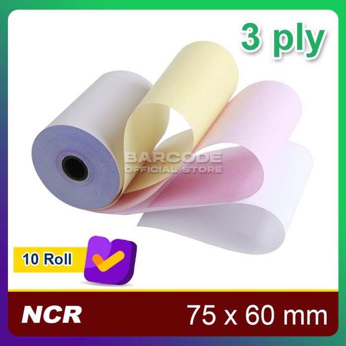 

Terlaris 1 Slop Kertas Struk Kasir 75 X 60 Mm - 3Ply Rangkap 3 Epson Tmu 220