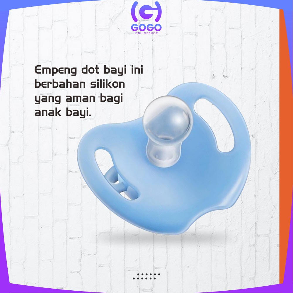 GOGO-C825 Empeng Dot Bayi Bulat Silicone Dengan Penutup Anti Debu BPA FREE / Kompeng Bayi Datar Baby Pacifier Empeng Gepeng Anak Bayi Import