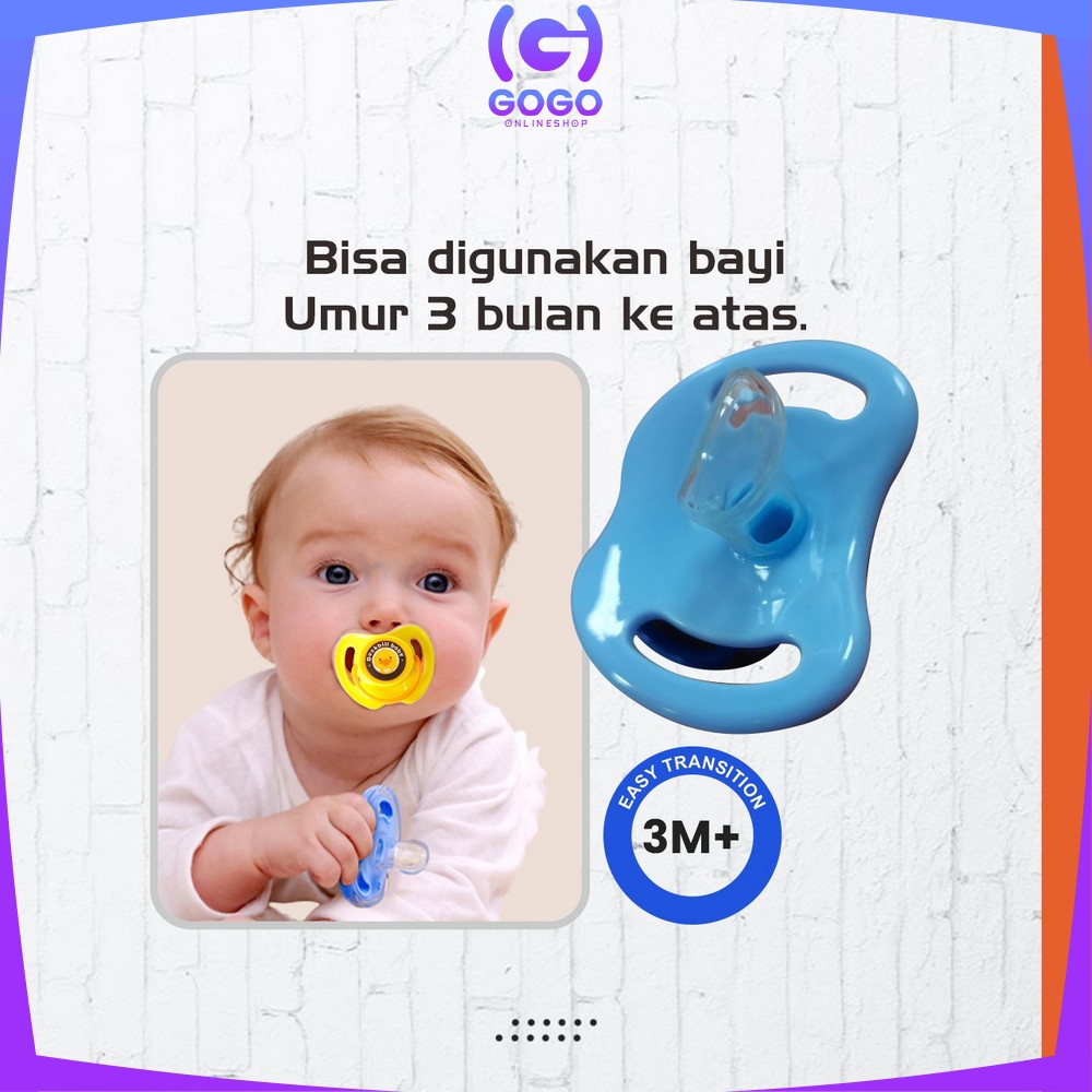 GOGO-C825 Empeng Dot Bayi Bulat Silicone Dengan Penutup Anti Debu BPA FREE / Kompeng Bayi Datar Baby Pacifier Empeng Gepeng Anak Bayi Import