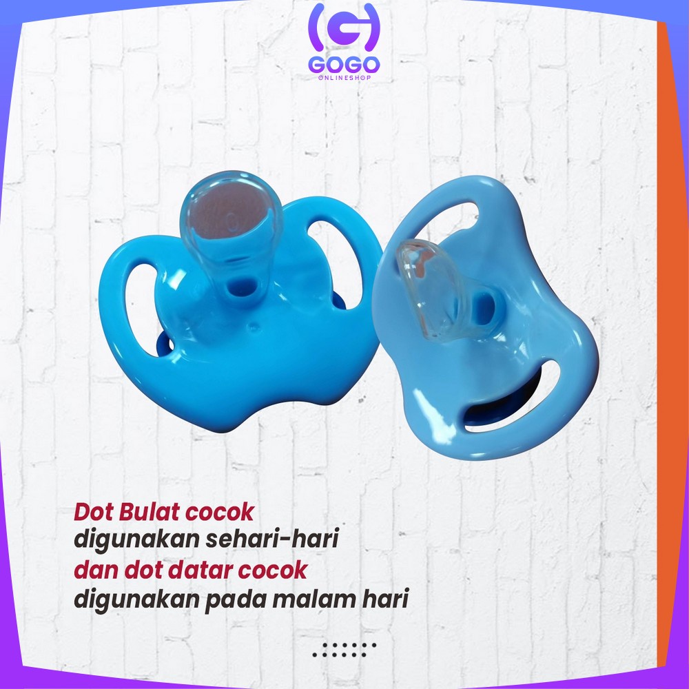 GOGO-C825 Empeng Dot Bayi Bulat Silicone Dengan Penutup Anti Debu BPA FREE / Kompeng Bayi Datar Baby Pacifier Empeng Gepeng Anak Bayi Import