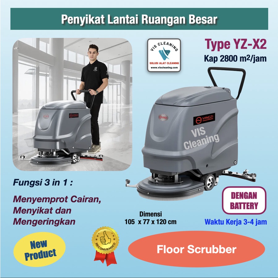 Floor Scrubber YZ-X2 with Battery (Penyikat Lantai utk Ruangan Besar)