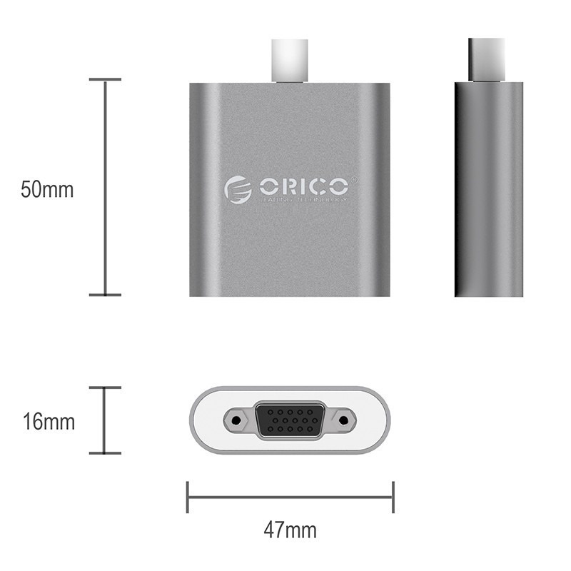 Display Adaptor ORICO RCV Type-C to VGA Convert Full HD 60Hz Portable