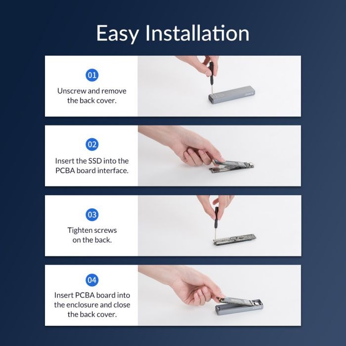 Case Memori HDD Internal ORICO M2PJM-C3 M.2 SSD Enclosure Aluminium