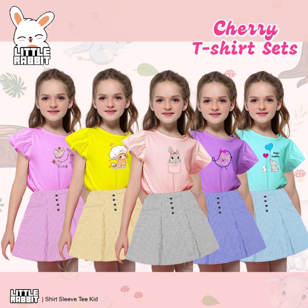 CHERRY T-SHIRT SET BY LITTLE RABBIT / SETELAN ANAK / SETELAN CEWEK