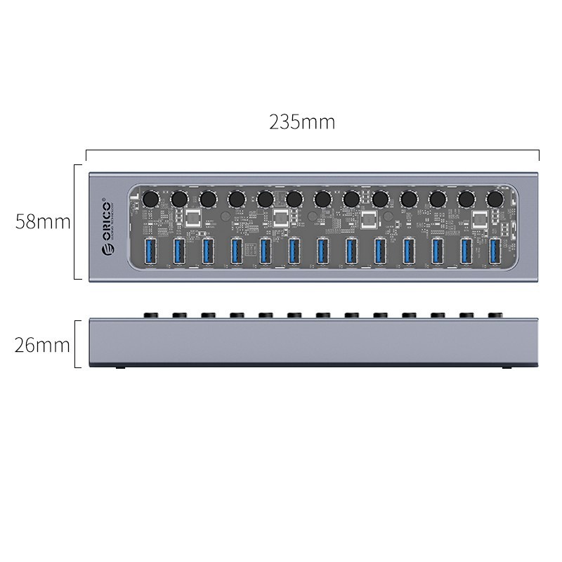 USB HUB ORICO AT2U3-13AB Multi-Port 3.0 On Off Individual Switches