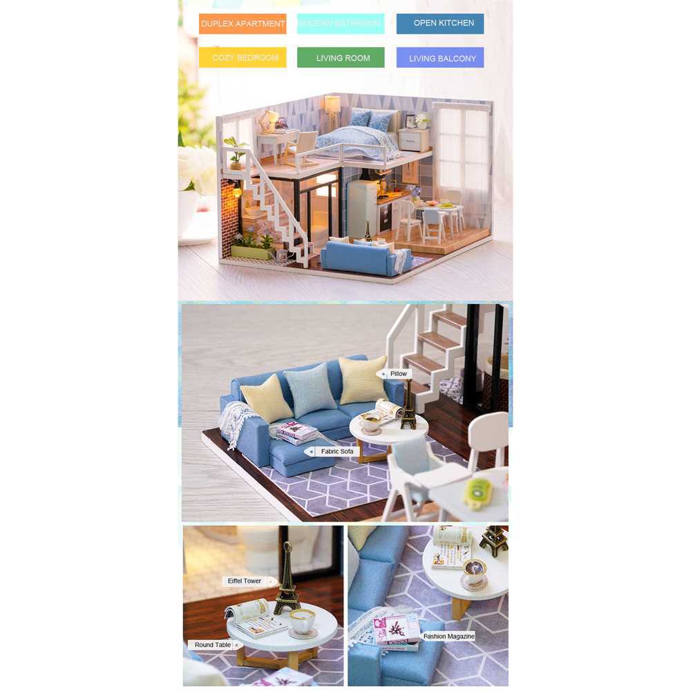 [COD] Miniatur Rumah Boneka Kayu DIY Doll House Wooden Furniture Mini Mainan Anak Perempuan Barbie