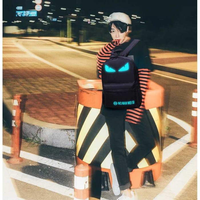 Tas Ransel Sekolah Oxford Glow in The Dark Backpack Stylish Gadget Bag Punggung Fashion Murah