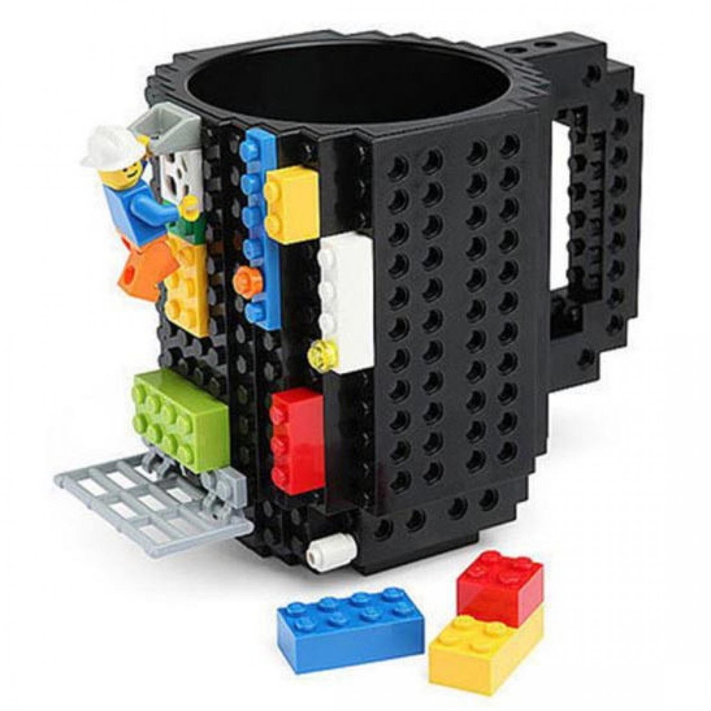 [COD] Gelas Minum Mug Lego Build-on Brick Puzzle Cup Plastik BPA Free Unik Keren 350ml Hadiah Kado U