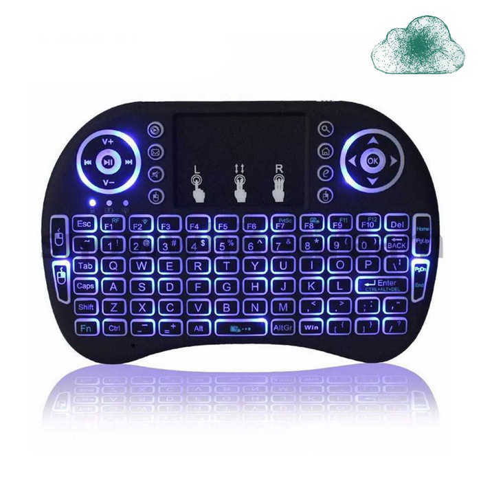 Keyboard Wireless Nirkabel Air Mouse Mini Backlight RGB 24GHz Touch Pad Portable PC Laptop Smart tv