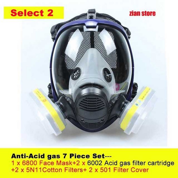 Masker Penutup Wajah Gas Acid Full Face 6002CN Filter 6800 Mask Safety Industri Pelindung Gas