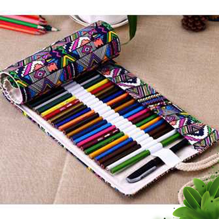 

[COD] Tas Pensil Gulung Canvas Slot 20 x 56cm Desain Artistik Case Pencil Leather Tempat Alat Tulis