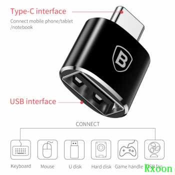 Baseus USB Female to USB Type C OTG Adapter Bergaransi On The Go Komputer Handphone