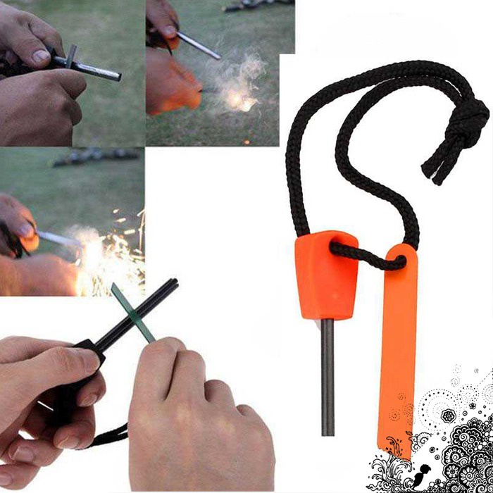 Magnesium Outdoor Survival Flint Stone Fire Starter Batu Alat Pembuat Api Unggun Portable