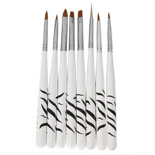 Brush Kuas Kutek Kuku Zebra Design Nail Art Arts Set Tool Drawing Draw Pen Polish Brushes 8PCS