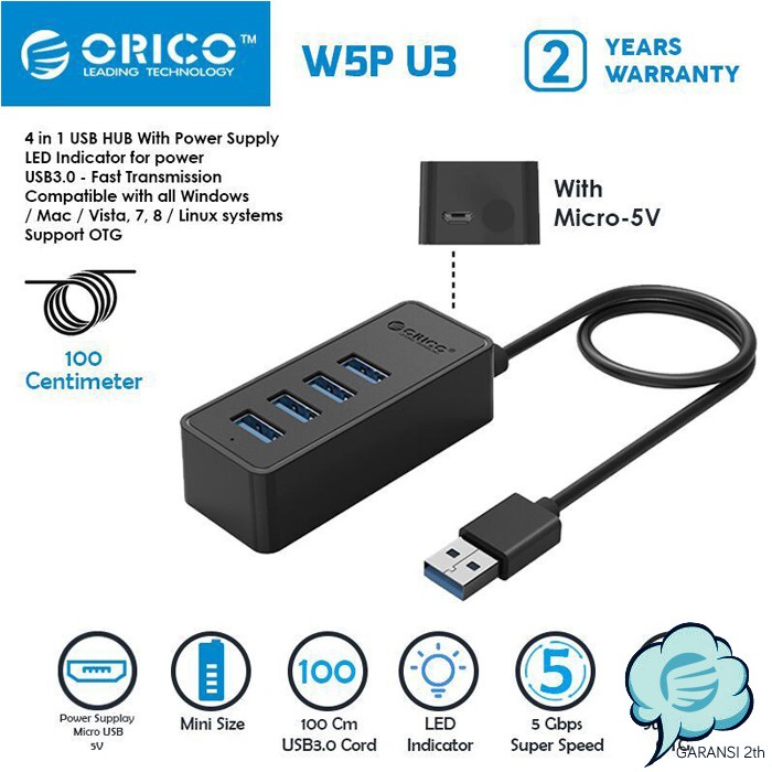 ORICO USB HUB 3.0 W5P-U3-100 Desktop 4 in 1 Fast Transmission Mini