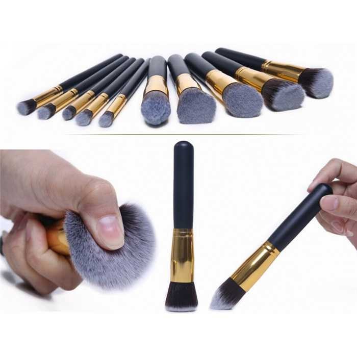 Make Up Brush Professional Brushes Kuas Makeup 10 Pcs Berkualitas High Quality Material Hitam