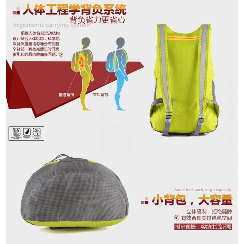 Xinguanhua Tas Gunung Lipat Anti Air Waterproof 17L Folding Backpack Foldable Carrier Bag