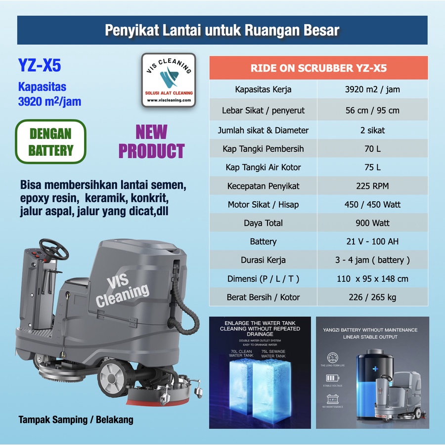 Ride On Floor Scrubber YZ-X5 Battery (Mesin Sikat Lantai)