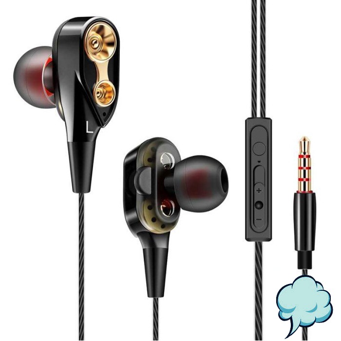 Headset Kabel Sound Mikrofon QKZ Earphone Dual Driver HiFi Volume Control Microphone Murah Simple