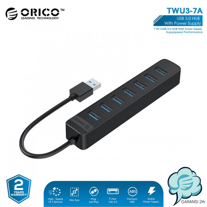 ORICO USB HUB Device 7 Port 3.0 Power Supply Original - TWU3-7A