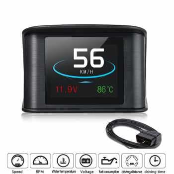 LED Car Display Refleksi HUD Mobil OBD2 On- board Computer Speedometer Universal Layar Petunjuk