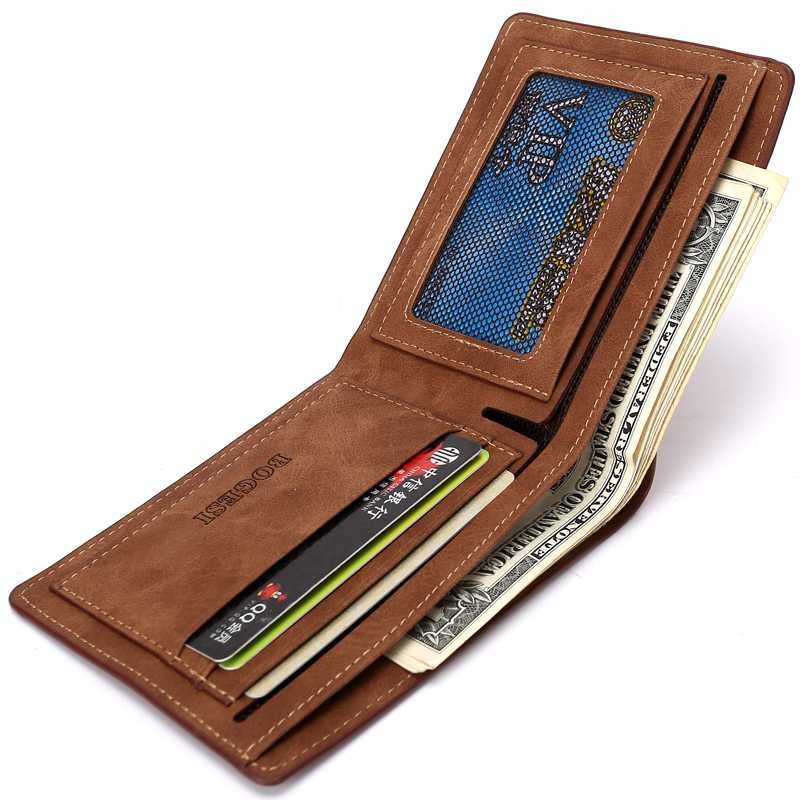 Dompet Lipat Pria Bahan Kulit Desain Retro Design Men Man Wallet Purse Many Slot