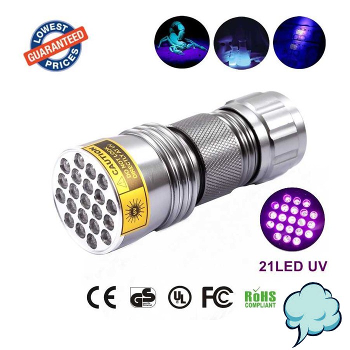 [COD] Senter Ultraviolet UV Flashlight 400nm Wavelength 21 12 51 LED Waterproof Battery powered Rechargeable Mini Pocketman 9 LED 395nm Cahaya Deteksi Uang Palsu Original Murah