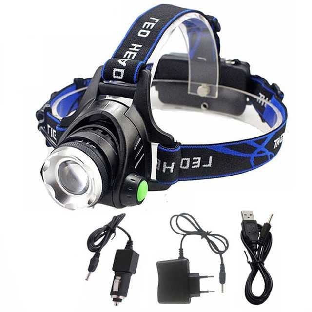 High Power Headlamp Headlight Senter Kepala LED Cree XML L2 Charger Comfortable Hitam