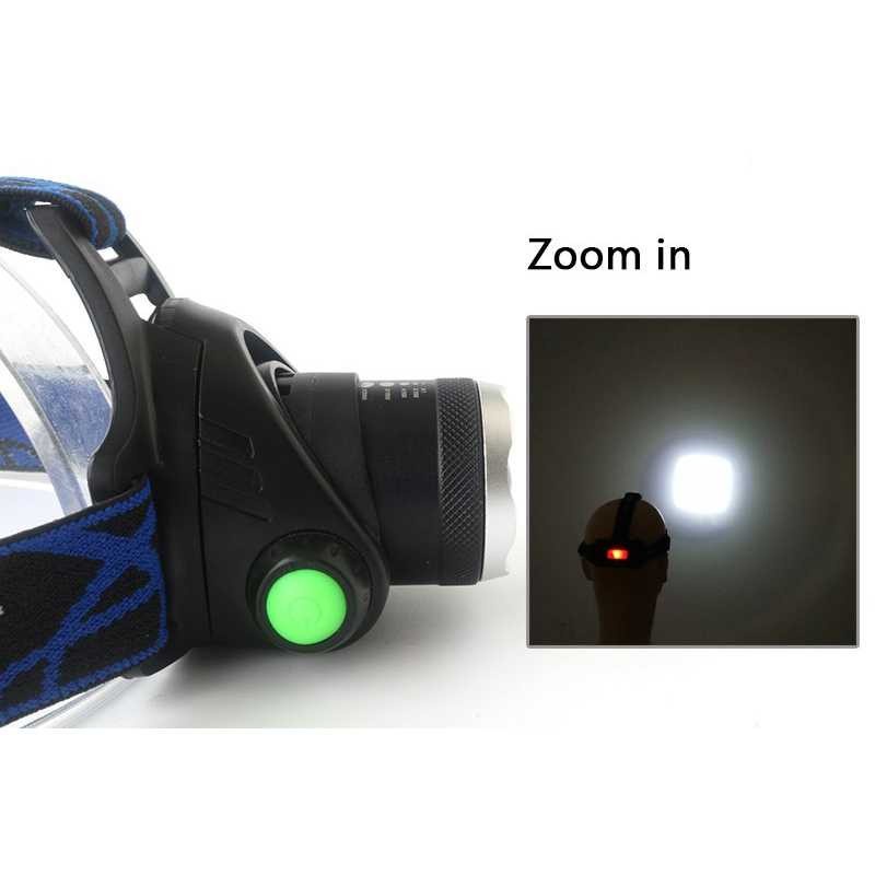 High Power Headlamp Headlight Senter Kepala LED Cree XML L2 Charger Comfortable Hitam