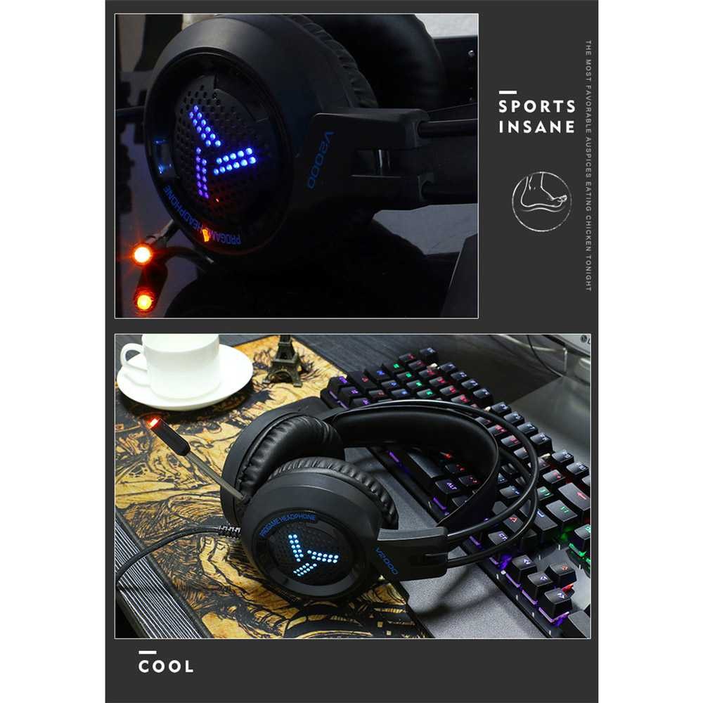 Pro Gaming Headset 7.1 RGB Mode LED Light Plus Microphone Murah Gamers High Quality