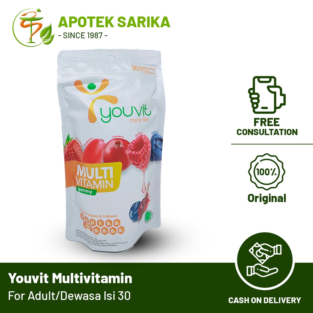 

Youvit Gummy Multivitamin For Adult Isi 30 Mix Berry ( Gummy Untuk Memenuhi Multivitamin Mineral Tubuh )