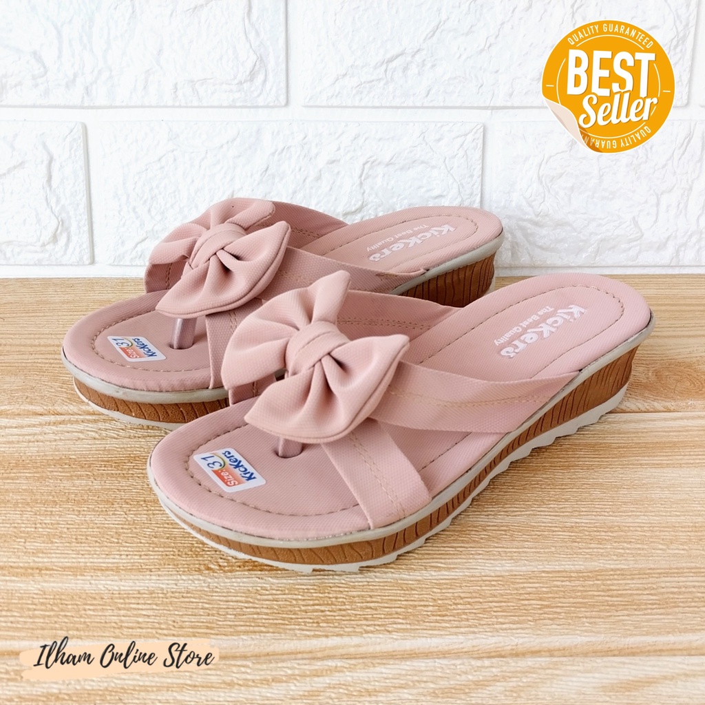 Sandal Anak Perempuan Jepit Wedges Ninndy Pita Size 26-40