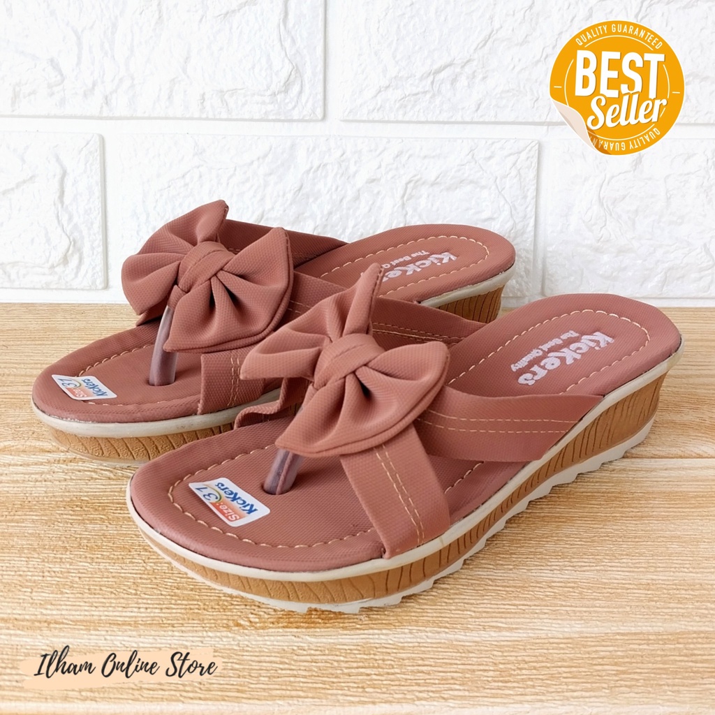 Sandal Anak Perempuan Jepit Wedges Ninndy Pita Size 26-40