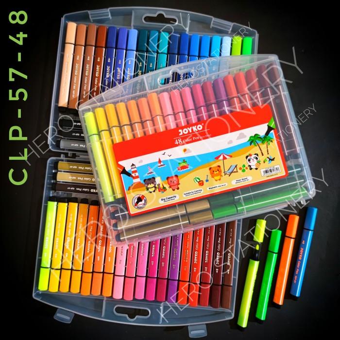 

Terlaris Jumbo Color Pen Pena Triangular Grip Washable Joyko 48 Warna Clp-57-48