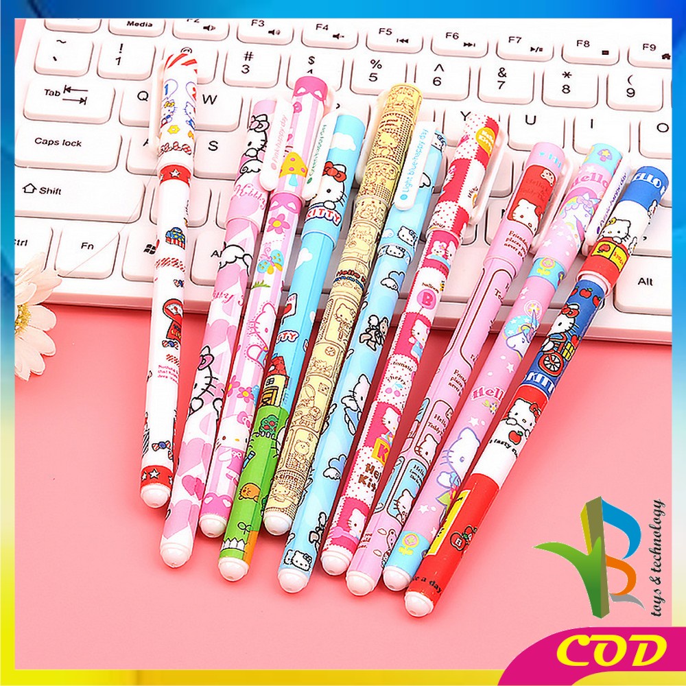 RB-A54 Pulpen Gel Set Warna Warni 10IN1 Pena Cair Motif Karakter / Pena Korea Color Pen Souvenir Set Alat Tulis Sekolah dan Kantor Import