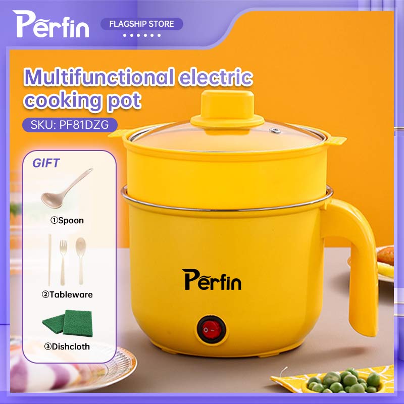 Perfin PF81DZG Panci Listrik Serbaguna Elektrik 1.8L Panci Anti Lengket Panci Portable Free Kukusan