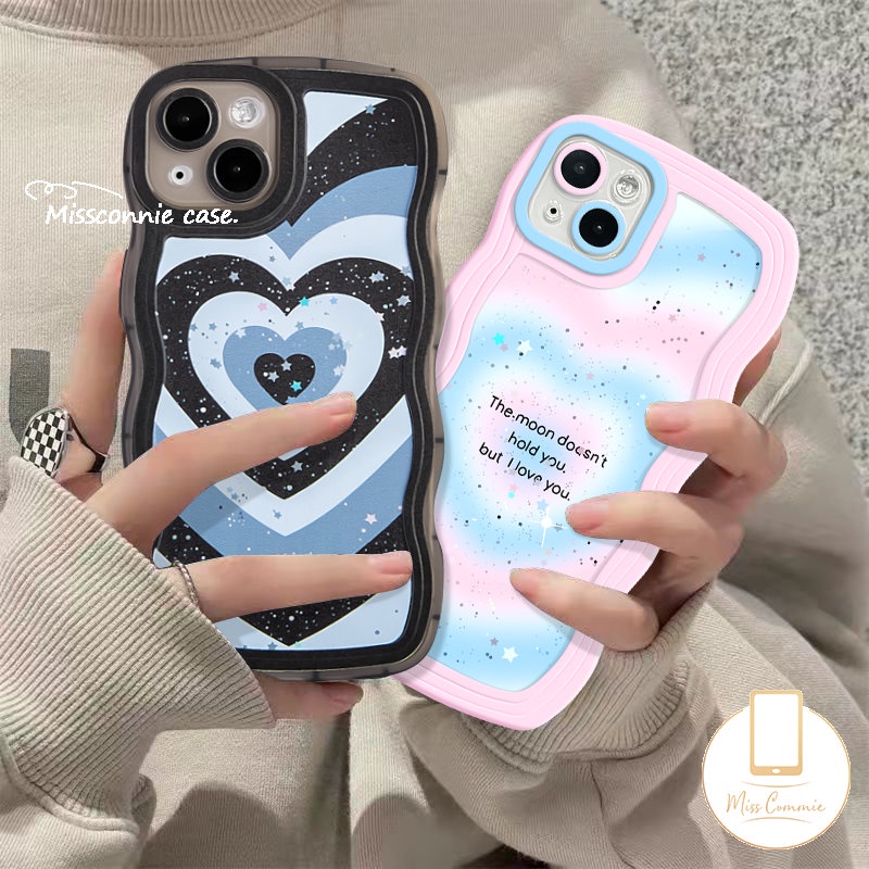 Bling Stars Lembut Tpu Cover Realme C30 C53 C55 C25Y C33 C21Y C20A C25s 8 8Pro 5 C12 C15 C17 C20 10 C3 C25 C11 9 9Pro+7 8i 9i 7i 5i 6i Fashion Gradient Love Hati Wavy Edge Case