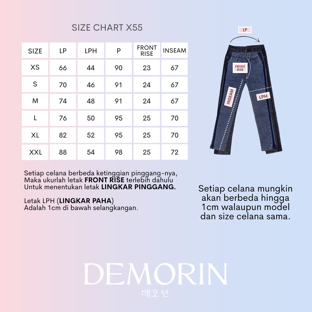 DEMORIN - Celana Jeans Wanita Two Tone Skinny Stretch Midwaist Kekinian - X55 IRRA