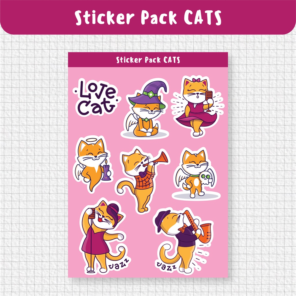 

Sticker Pack Kucing / Cats Lucu Aesthetic - Sticker Waterproof Tumblr Handphone Laptop