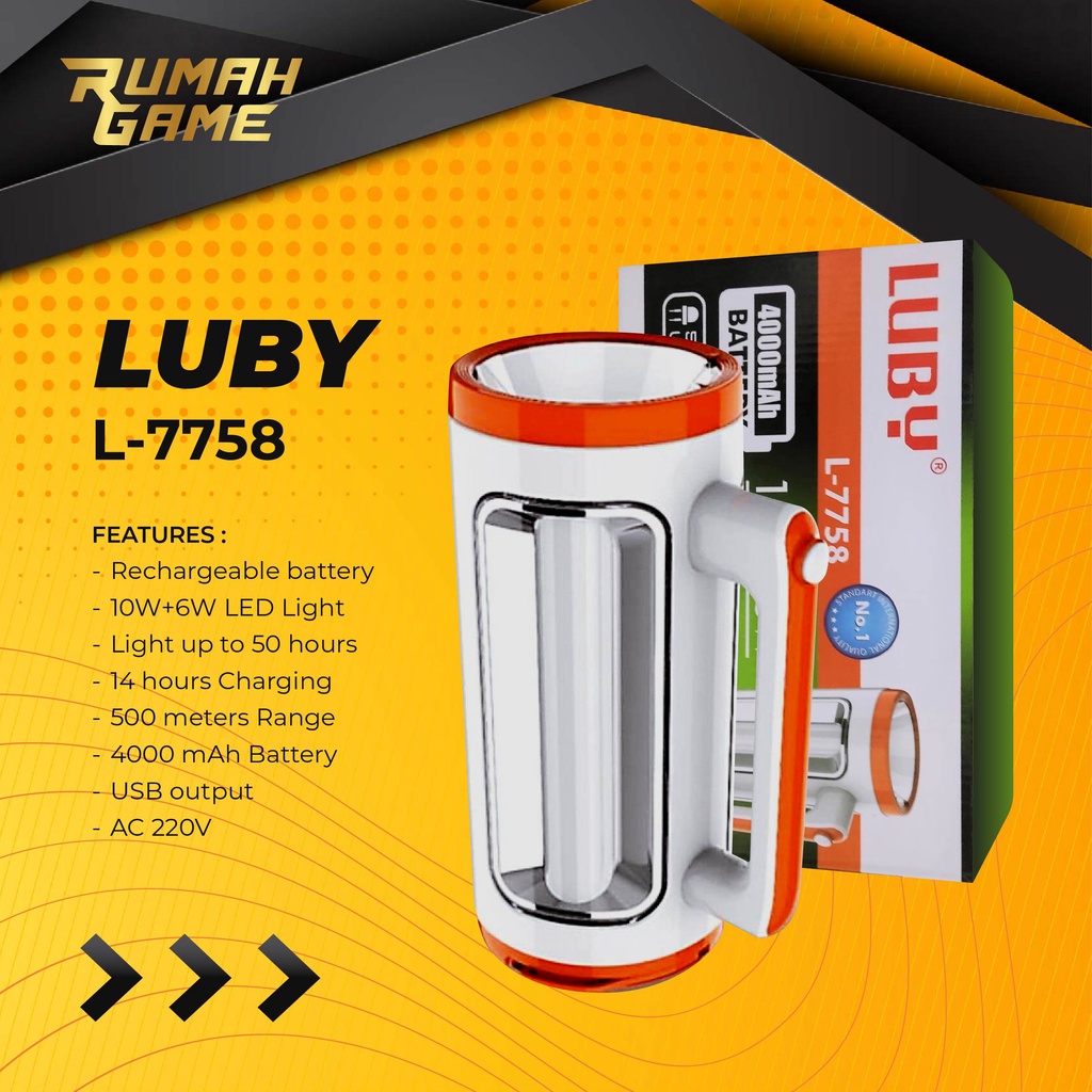LAMPU EMERGENCY LUBY L-7758 10 Watt + 6 Watt