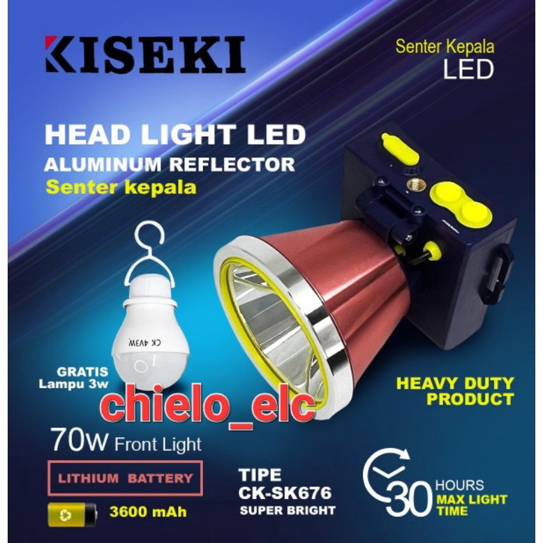 SENTER KEPALA KISEKI CK SK676 70WATT,  SENTER HEAD KISEKI CK SK 676,  SENTER KISEKI SK676, HEADLAMP 