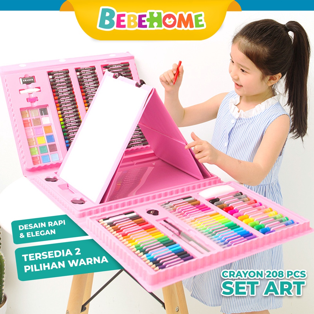 

Bebehome Crayon Anak Pengasah 208pcs Set Alat Menggambar Melukis anak Crayon Cat Air Pensil