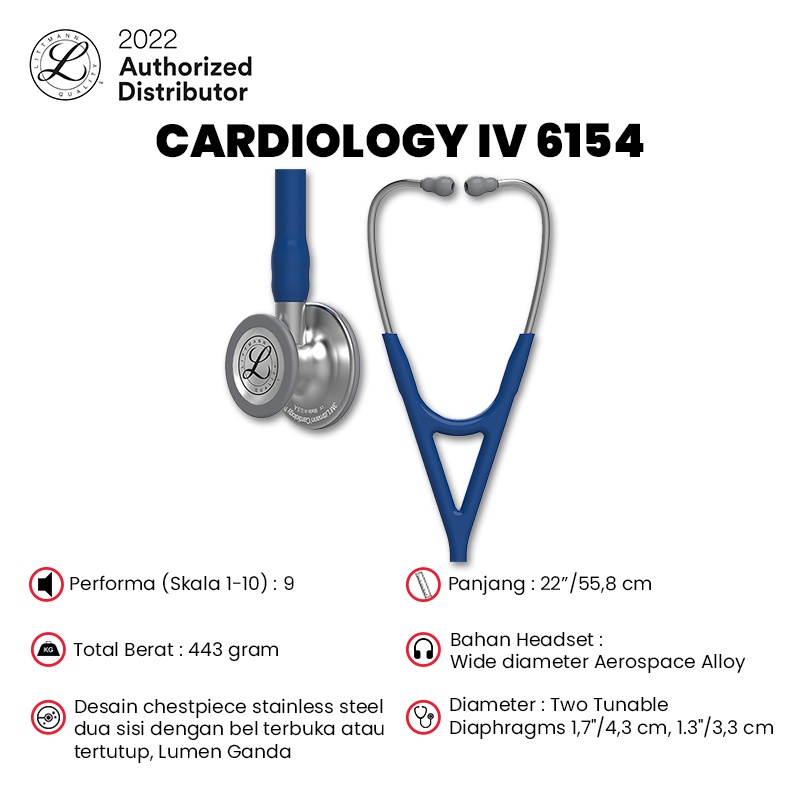 3M Littmann Cardiology IV Stethoscope / Stetoskop - NAVY BLUE - 6154