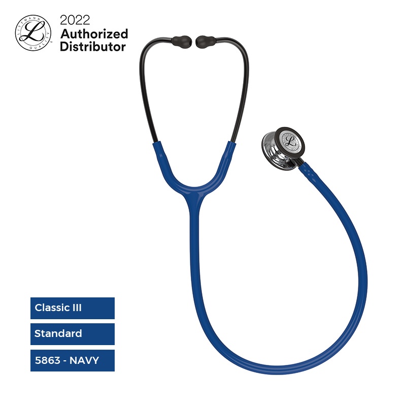 3M Littmann Classic III Stethoscope / Stetoskop Dewasa NAVY TUBE MIRROR CP - NAVY - 5863