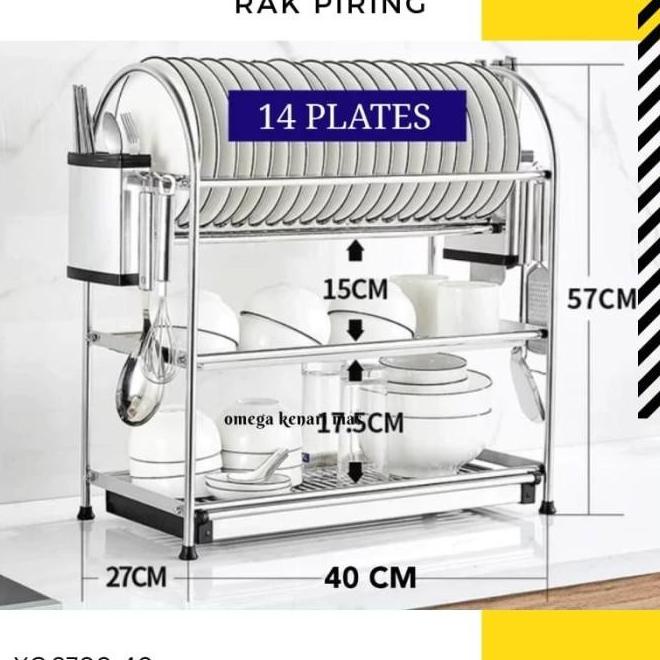 Rak Piring 3 Susun Stainless Steel 304 Rak Dapur Supermart322