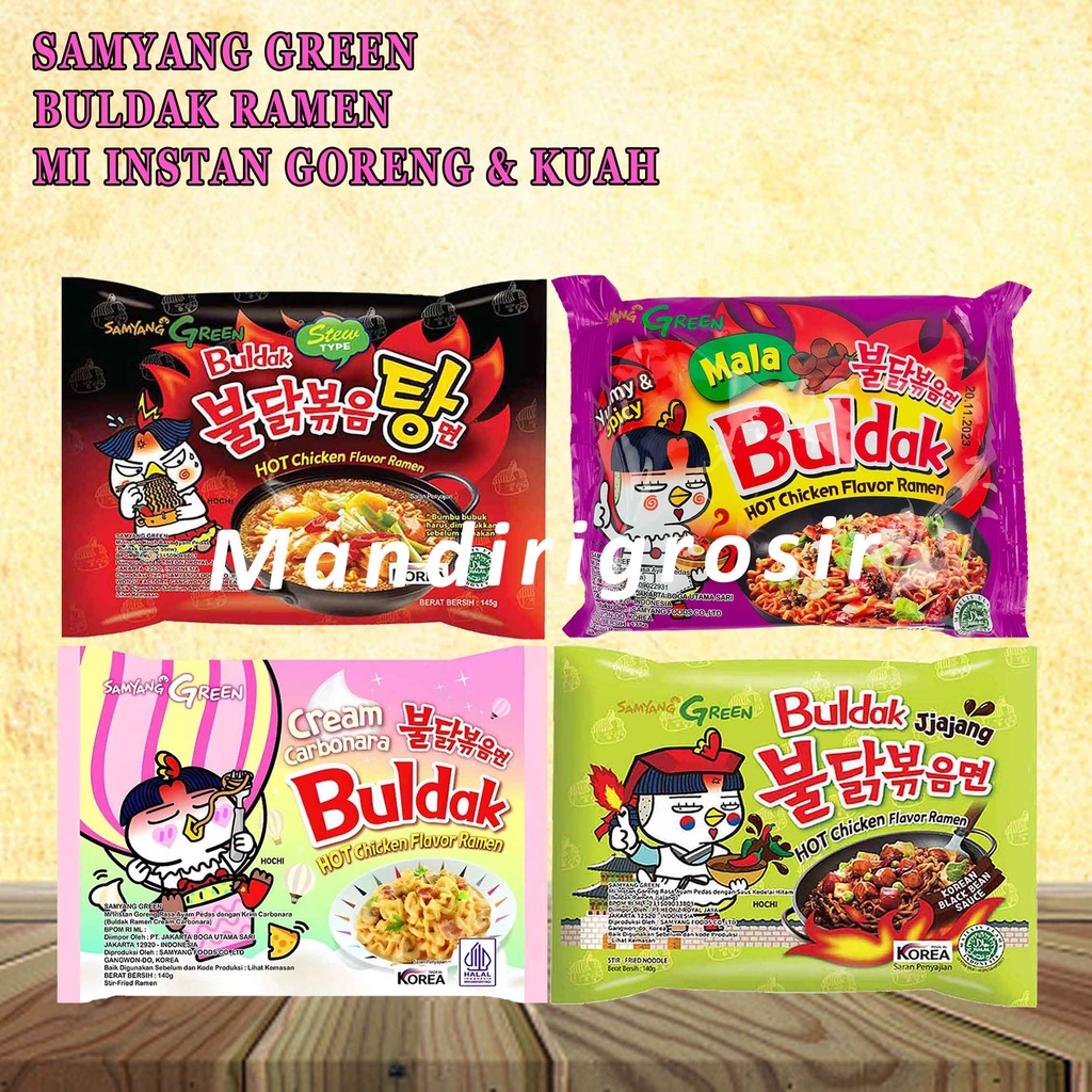 Buldak Ramen* Samyang Green* Mi Instan Goreng&amp;Kuah* Mi Samyang
