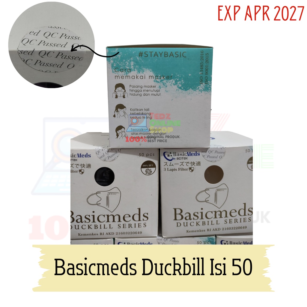 Basicmeds Duckbill 3 PLY Isi 50 pcs/ Bukan Duckbill Sensi
