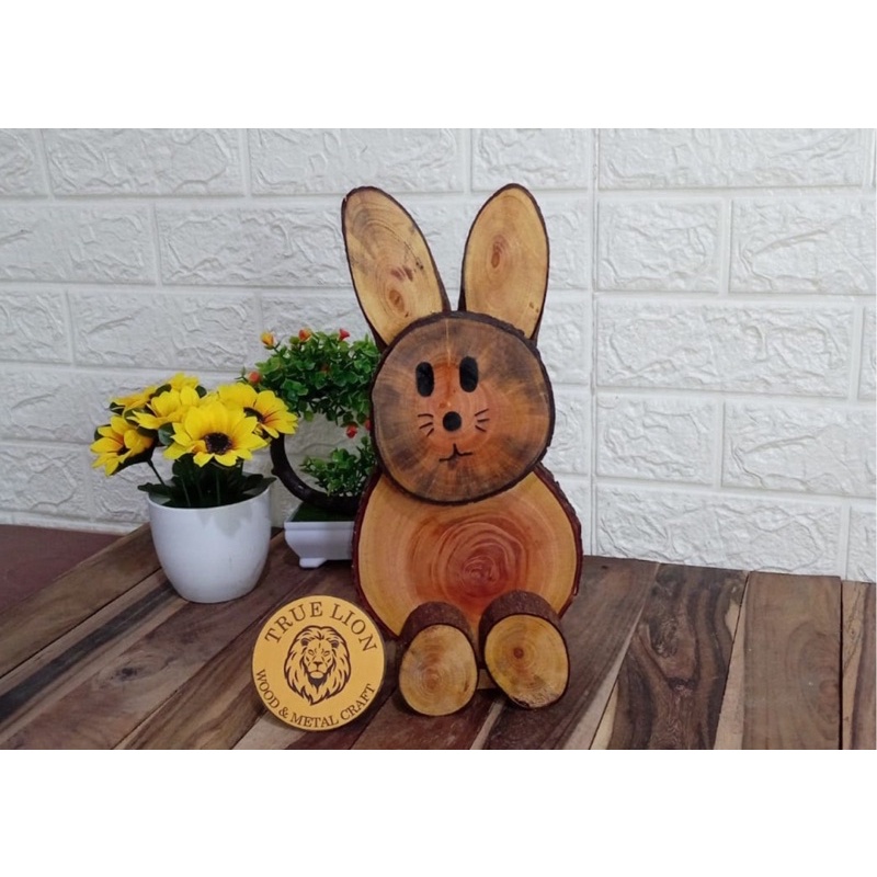 HIASAN PAJANGAN RUANG TAMU/HIASAN PAJANGAN BONEKA KAYU/HIASAN MEJA KARAKTER KELINCI KAYU/HIASAN PAJA