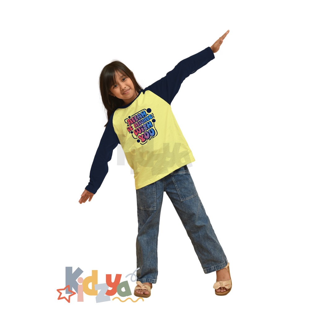 Baju Kaos Raglan Anak Muslim Panjang UNISEX - Allah is Always with You - KIDZYA