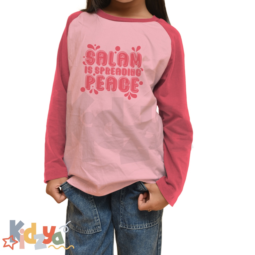 Baju Kaos Raglan Anak Muslim Panjang UNISEX - Salam is Spreading Peace - KIDZYA